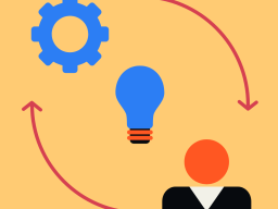 Circular Lawmatics process diagram featuring a person, a light bulb, and a gear on a yellow background.