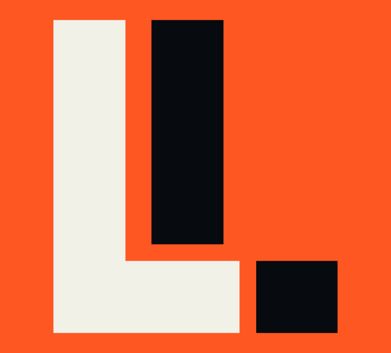 LexLabs Lawmatics design design featuring a stylized letter "L" in contrasting colors on an orange background.